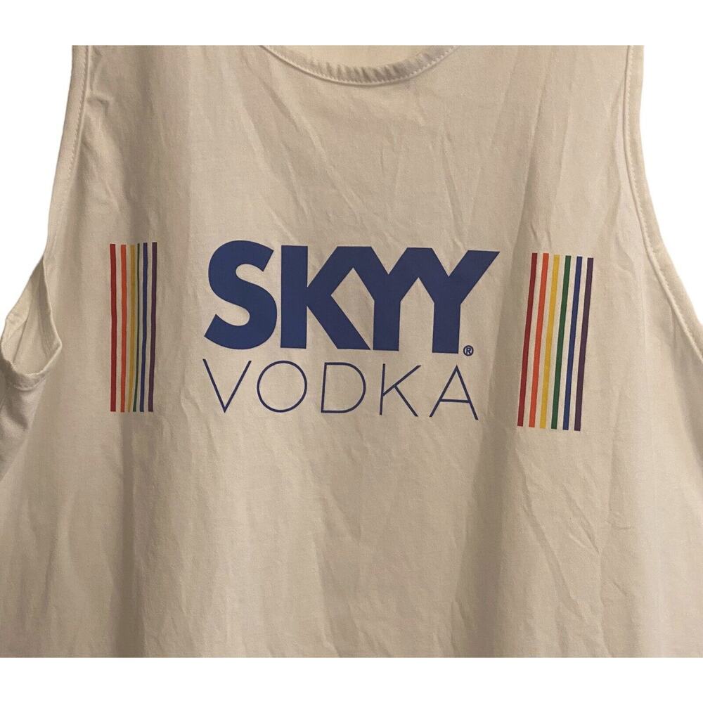SKYY Vodka PRIDE Unisex Size X-Large White 100% Cotton Tank Top Rainbow Colors - Picture 4 of 15